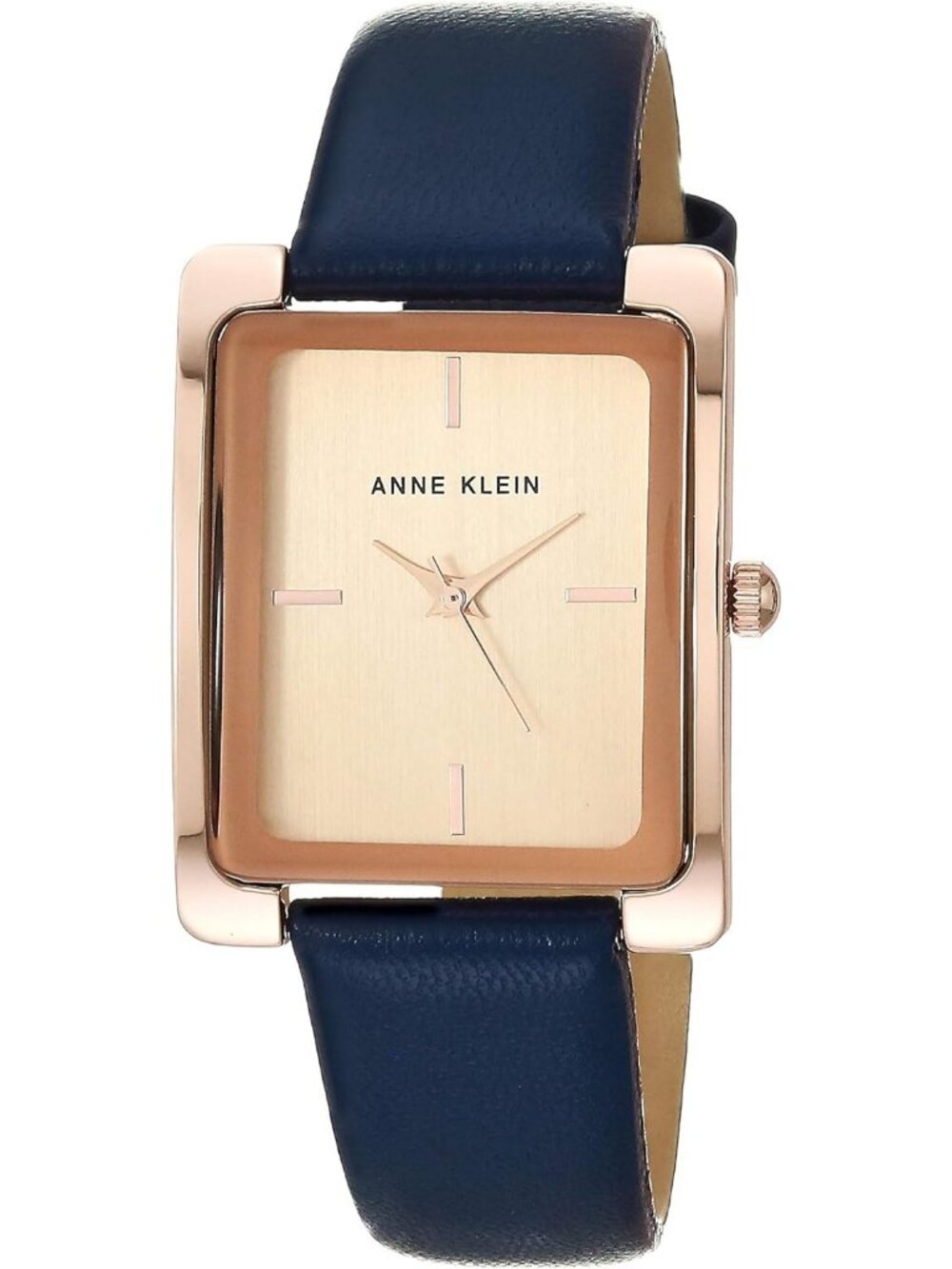 Anne Klein Women's Navy Blue Rose Gold Leather Strap Analog Quartz Luxury Watch